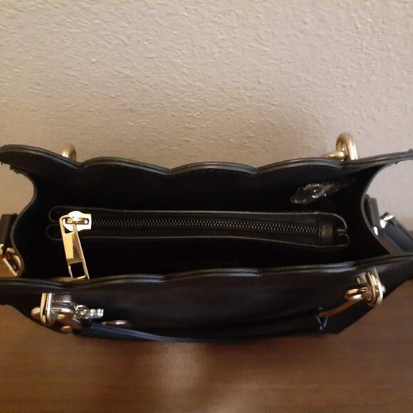 Like Dreams Scalloped Top Black Bag with Heart Charms - Picture 7 of 16